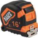 Klein Tools 9216 Tape Measure, 16-Foot Double-Hook Double-Sided Measuring Tape, Magnetic with Retraction Speed Break and Metal Belt Clip