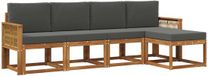 vidaXL - Bank loungeset - 5 zitplekken - Polyester - Natuurlijk en antraciet