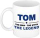 Bellatio Decorations Naam cadeau Tom - The man, The myth the legend koffie mok / beker 300 ml - Donkerblauw