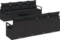 vidaXL Bankstel 7-delig Zwart Polywood