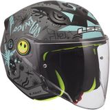 LS2 OF622 Funny II Scribble grijs blauw kinder jethelm