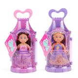 Simba Evi Love Tower - Evi prinsessenpop (12 cm) met kroon in magische toren, willekeurige kleurkeuze, fantasierijk rollenspel voor kinderen vanaf 3 jaar