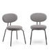 COLAMY Moderne stoffen eetkamerstoelen, set van 2, Mid-Century gestoffeerde eetkamer- en keukenstoelen met gebogen rugleuning, zwarte metalen poten, ronde zitting, grijs