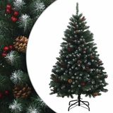 vidaXL Scharnierende Kunstkerstboom 180 cm PVC Groen en Wit