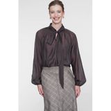 Geisha Dark Brown Semi-Sheer Top