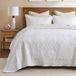 Madison Park Quebec omkeerbare dekbedovertrekset damastontwerp, dubbelzijdige stiksels het hele seizoen, lichtgewicht sprei beddengoedset, bijpassende sham, wit, twin(205 x 279 cm) 2-delig