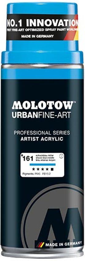 Molotow Urban Fine Art Acryl Spray: Shock Blauw - 400ml spuitbus voor canvas plastic metaal hout etc