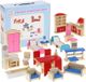 Meubles en bois, meubles pour maison de poupée, 35 pièces.