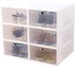 Boîte de rangement, boîte à chaussures, transparente, blanche, taille moyenne, lot de 8
