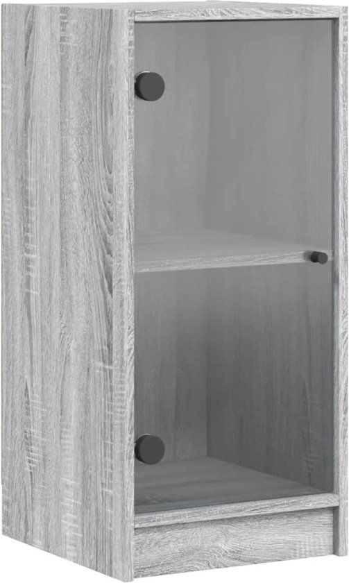 vidaXL Bijzetkast met glazen deuren, 35x37x75,5 cm, grijs sonoma eiken