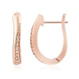 Cavill - Zilveren Hoepel Oorbellen - 925 Sterling Zilver - Roségoud Verguld - I1 Argyle-Rose de France Diamanten 0,15 ct - Ronde Briljant