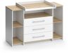 Vicco Oskar Commode – 143.2 x 93 cm avec 3 tiroirs Chêne blanc/or