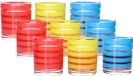 Urban Living Verres à boire Colorama - 9 pièces - rouge/jaune/bleu - verre - 280 ml