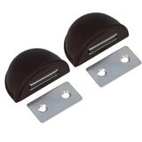 AMIG Arrêt de porte/aimant de porte - 2x - D48mm - auto-adhésif - marron - plastique