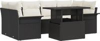 vidaXL Tuinbank Set 7-delig Zwart Polyrattan