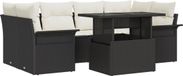 vidaXL Banc de jardin 7 pièces noir polyrattan