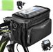 Sacoche de guidon de vélo 5,5 litres, étanche, avec support pour téléphone et bandoulière, noir