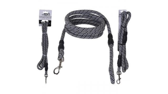 Basic Pets Black and White Collection Hondenriem 130cm Zwart/Wit