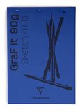 Clairefontaine 96732C - Geniet Blok GraF'it - 80 Vellen Effen Schetspapier - Uitscheurbare Vellen - A6 10,5x14,8 cm 90g - Nachtblauwe Kaft - Pak van 5 Blokken