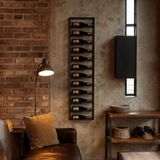 Lendo Online Wijnrek voor aan de muur - 12 flessen - Industrieel - 39x10x164cm (BxDxH) - Wandrek - Flessenrek - Hangend wijnrek - Muurrek - Poedercoat Staal - Zwart