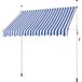 Yaheetech Store de balcon - Store à pince avec manivelle 250 cm - Réglable en hauteur - Bleu et blanc