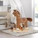 Cheval à bascule vert olive en bois pour enfants - Convient aux bébés de 0 à 36 mois - Capacité de charge de 10 kg - Jouet avec son