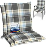 Beautissu Sunny BK Set de 2 coussins de jardin bas dossier 100x50 cm bleu à carreaux