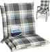 Beautissu Sunny BK Set de 2 coussins de jardin bas dossier 100x50 cm bleu à carreaux