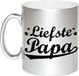 Bellatio Decorations Shoppartners Bv Liefste papa tekst cadeau mok / beker - Vaderdag - 330 ml - zilverkleurig - kado koffiemok / theebeker