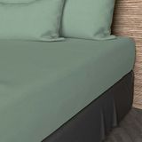 Soleil d'Ocre Fitted Sheet, Cotton, 57 Threads, Sea Green, 160 x 200 cm