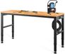 Shanghai Sishun Technology Co., Ltd Établi réglable en hauteur, table de garage 183 x 64 cm, hauteur 72 - 97 cm, capacité de charge 900 kg, prises, plateau en bois dur, cadre en métal, repose-pieds