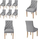 vidaXL Eetkamerstoelen 6 stuks stof lichtgrijs