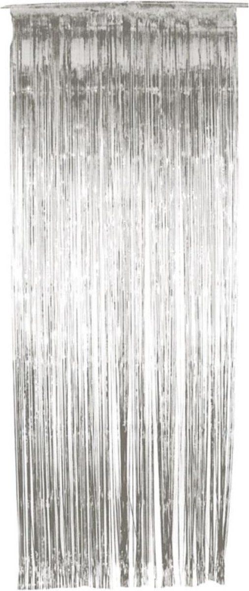 Smiffys Feest Decoratie Shimmer Curtain Zilverkleurig - 91x244cm