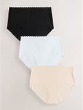 Next Dames Set van 3 No VPL Scallop slips met middelhoge taille - Zwart