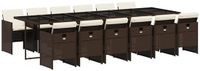 vidaXL 13-delige Tuinset met kussens poly rattan bruin