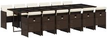 vidaXL 13-delige Tuinset met kussens poly rattan bruin