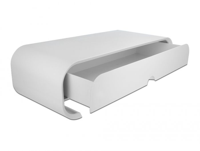 DeLOCK ergonomische monitor standaard/verhoger met lade - wit