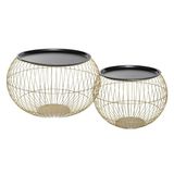 Wellhome Set van 2 glamoureuze bijzettafels van metaal in goud en zwart