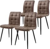 ML-Design Eetkamerstoelen, set van 4, bruin kunstleer, metalen poten
