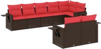 vidaXL 8-delige tuinbankset met kussens, bruin polyrotan