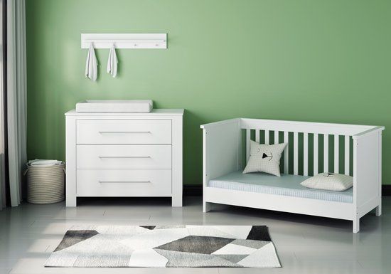 Cabino Born Lucky Noel Meegroei Babykamer 2 Delig Compleet – Baby bed 70x140 cm & Commode – Wit