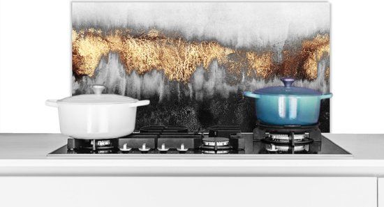 KitchenYeah Spatscherm keuken - Chic - Abstract - Goud - 90x45 cm - Aluminium