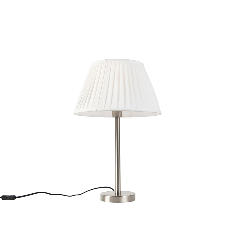 QAZQA simplo - Tafellamp met lampenkap - 1 lichts - H 54.5 cm - Wit