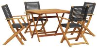 vidaXL 5-delige Tuinset, Zwart, Polyrotan en Massief Hout