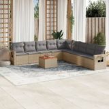 Maison Exclusive - Ensemble de meubles de jardin 10 pièces avec canapé et coussins, beige, en polyrotin