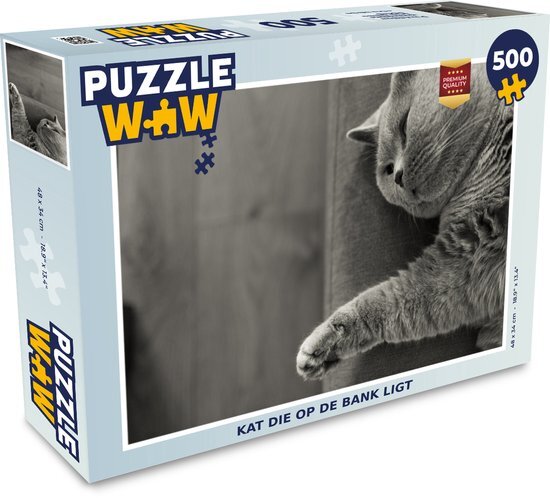 MuchoWow Puzzel Kat die op de bank ligt - Legpuzzel - Puzzel 500 stukjes