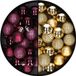 Merkloos / Sans marque Billiet - Vanlaere 40x stuks kleine kunststof kerstballen aubergine paars en goud 3 cm