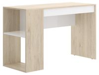Bureau avec tiroir, en bois, finition naturelle/blanc, dimensions 115x50x74 cm