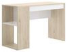 Bureau avec tiroir, en bois, finition naturelle/blanc, dimensions 115x50x74 cm