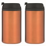 Merkloos / Sans marque Inspirion Gmbh Thermosbeker/warmhoudbeker Koffie To Go - 2x - metallic oranje - 290 ml - dubbelwandig - met schroefdop